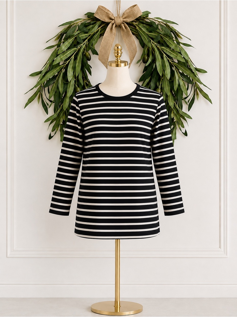 Chico’s Black Stripe Modal Blend Long Sleeve Top